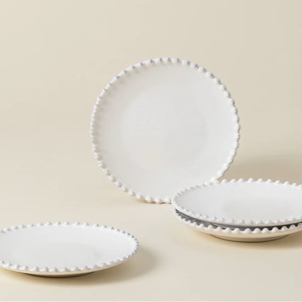 Scalloped Edge White Appetizer Plates - Set of 4